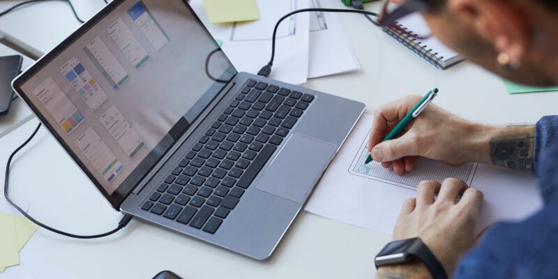 Designer working to build a website