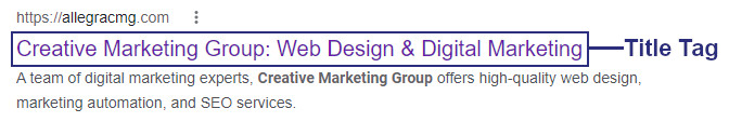 An optimized search engine marketing title tag.