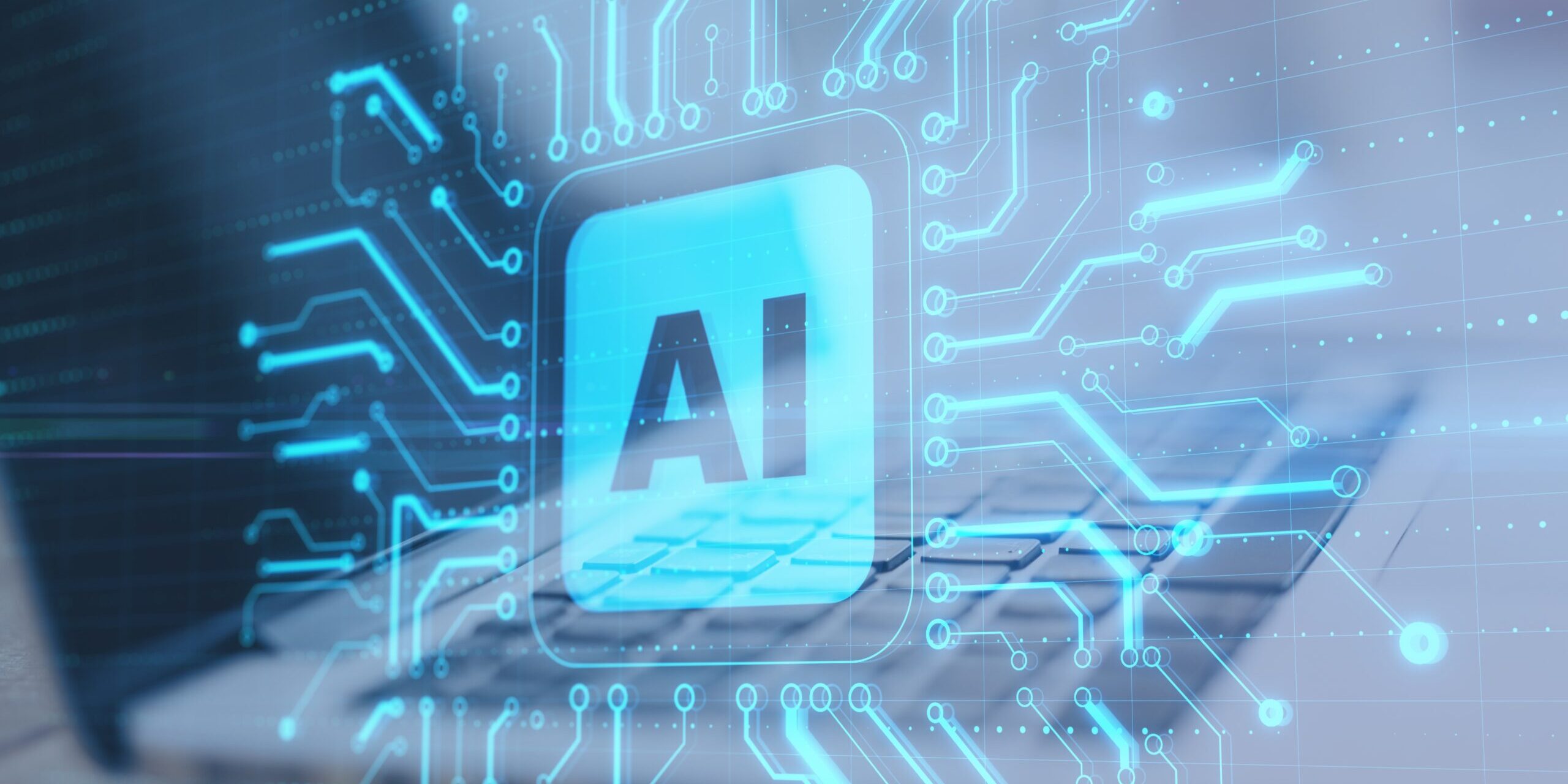 closeup of a screen with the text AI on it